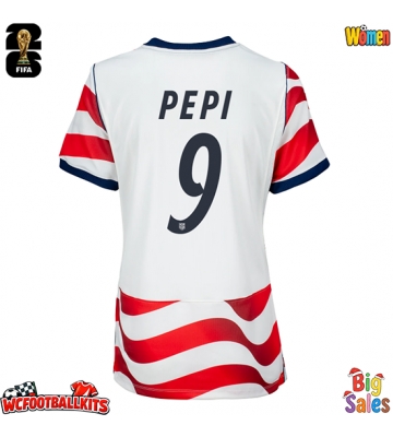 United States Ricardo Pepi #9 Replica Home Stadium Shirt for Women World Cup 2026 Short Sleeve